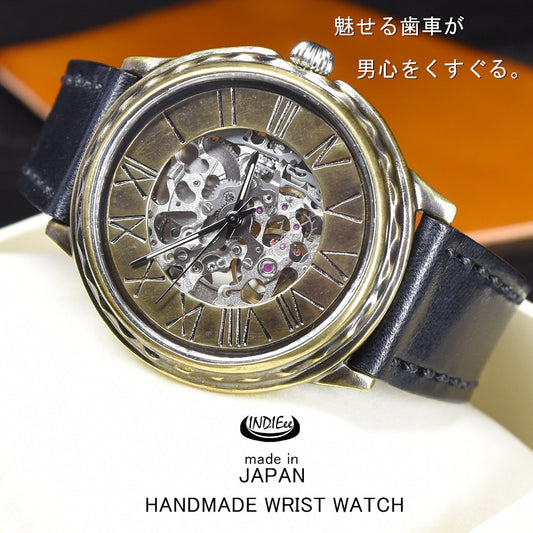 日本製 アンティーク 腕時計 ハンドメイド 手作り シチズン 自動巻き メンズ 本革 レザー 牛革 個性的 フォーマル プレゼント 魅せる腕時計 INDIEee