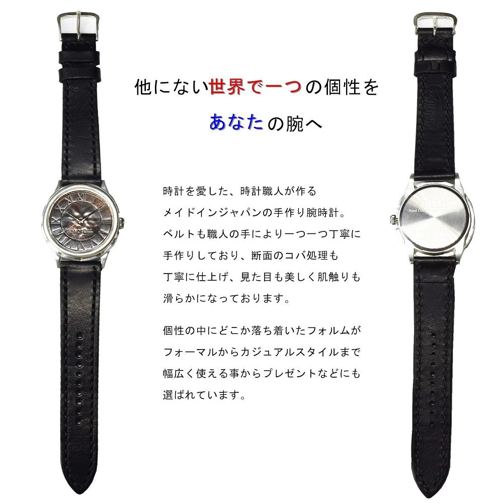 【魅せる時計】日本製 アンティーク 腕時計 シルバー Ｓ９２５ ハンドメイド 手作り セイコー SEIKO メンズ 本革 レザー 牛革 個性的 フォーマル プレゼント 魅せる腕時計 インディ INDIEee