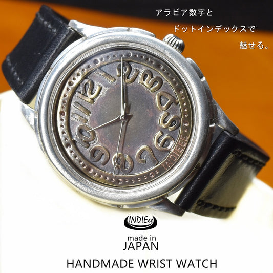 【魅せる時計】日本製 アンティーク 腕時計 シルバー Ｓ９２５ ハンドメイド 手作り セイコー SEIKO メンズ 本革 アラビア数字 レザー 牛革 個性的 フォーマル プレゼント 魅せる腕時計 インディ INDIEee